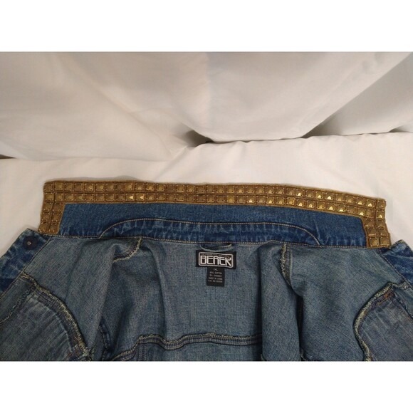 The Collective Works of Berek 2 Jean Jacket Size 1XL Gold Fully Studded Trim - Picture 13 of 16